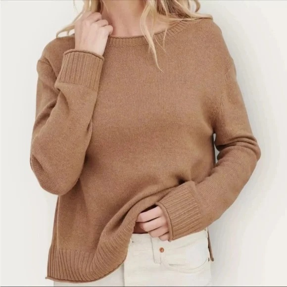 Jenni Kayne Sweaters - Jenni Kayne Everyday Sweater Long Sleeve Knit Pullover Wool Blend Brown Medium M